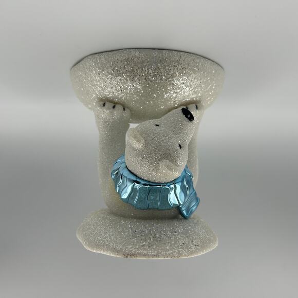 Bath and Body Works Pedestal Winter Polar Bear Glitter 3‑Wick Candle Holder - Picture 1 of 6